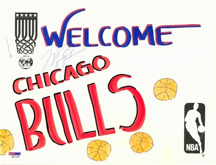 Michael Jordan Signed "Welcome Chicago Bulls" Sign (PSA/DNA)